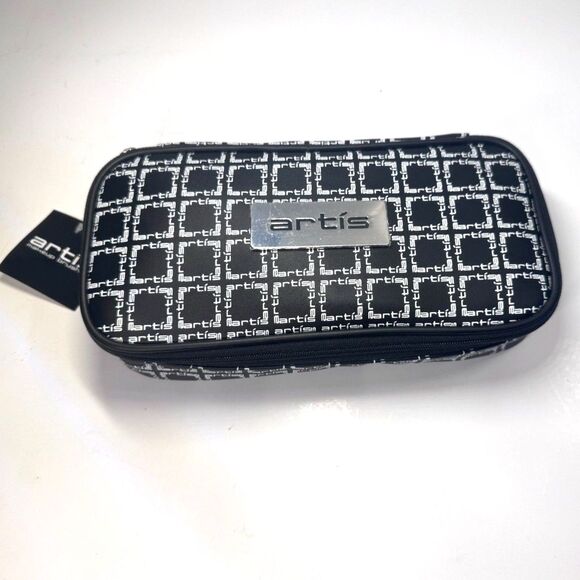 NWT Artis Travel Case, Black with White Logos, Medium, Zipper Makeup Brush Case - Picture 1 of 4
